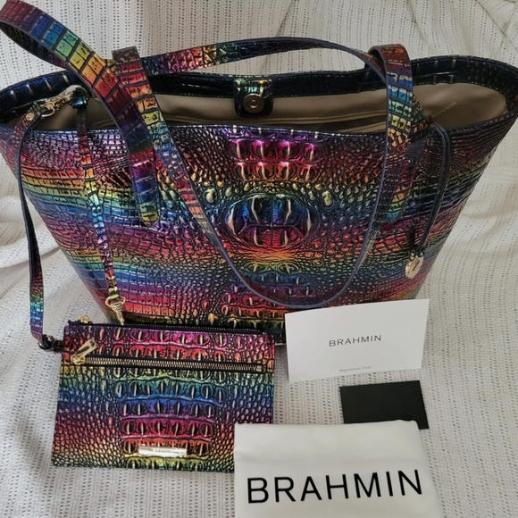 Brahmin Handbags - NWT Brahmin Brooke TECHNICOLOR  Irridescent Melbourne Purse with matching pouch